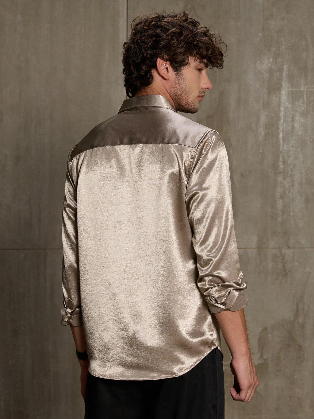 Cahoot Men's Chrome Gold Satin Shirt - view 4
