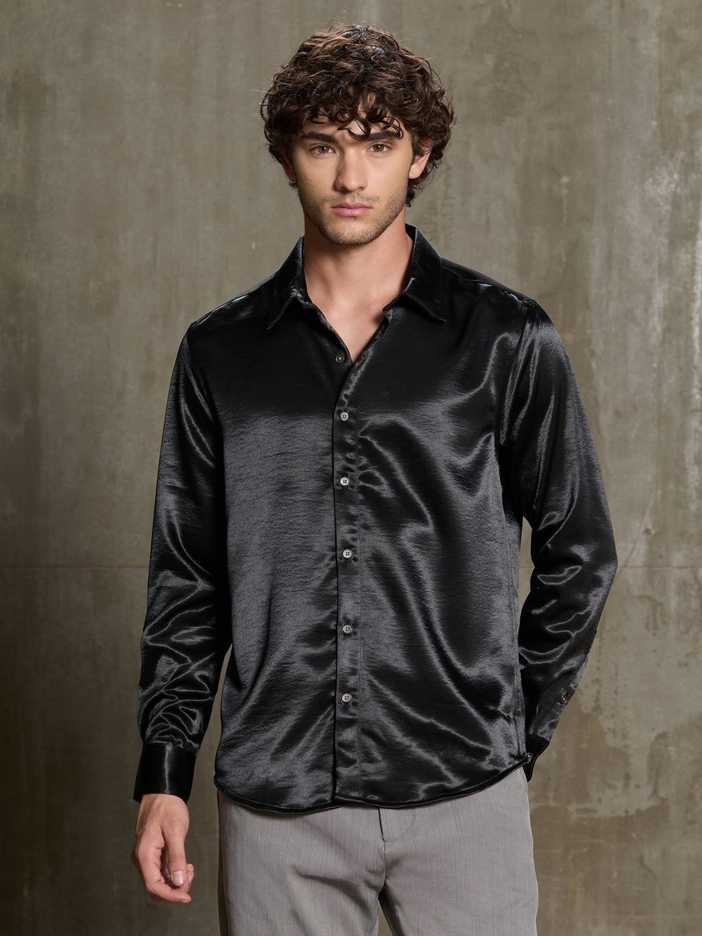 Cahoot Men's Black Satin Shirt - view 2