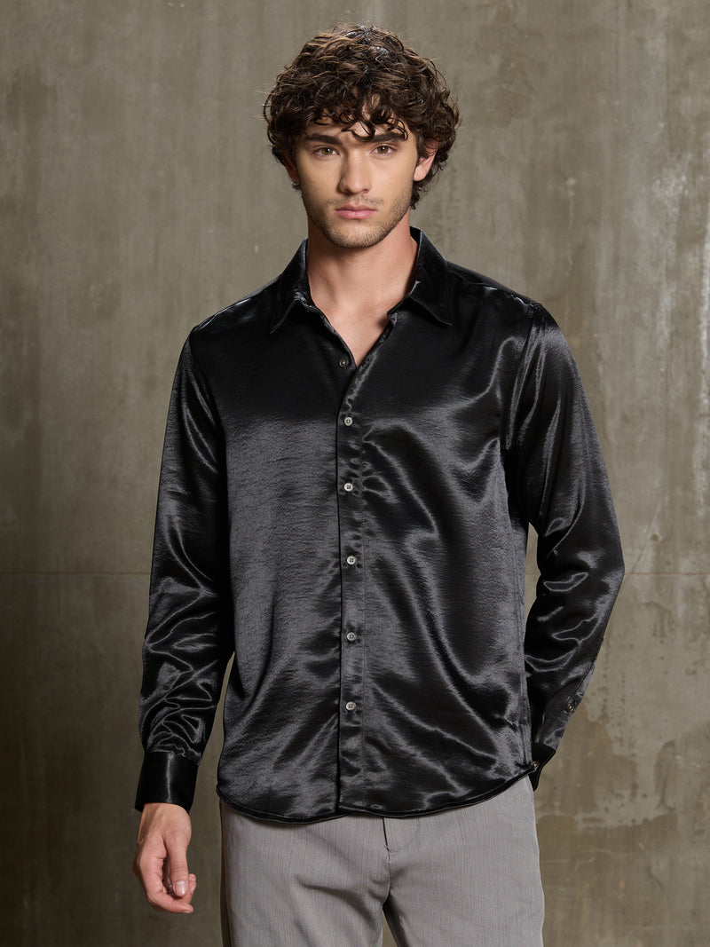 Cahoot Men's Black Satin Shirt - view 2