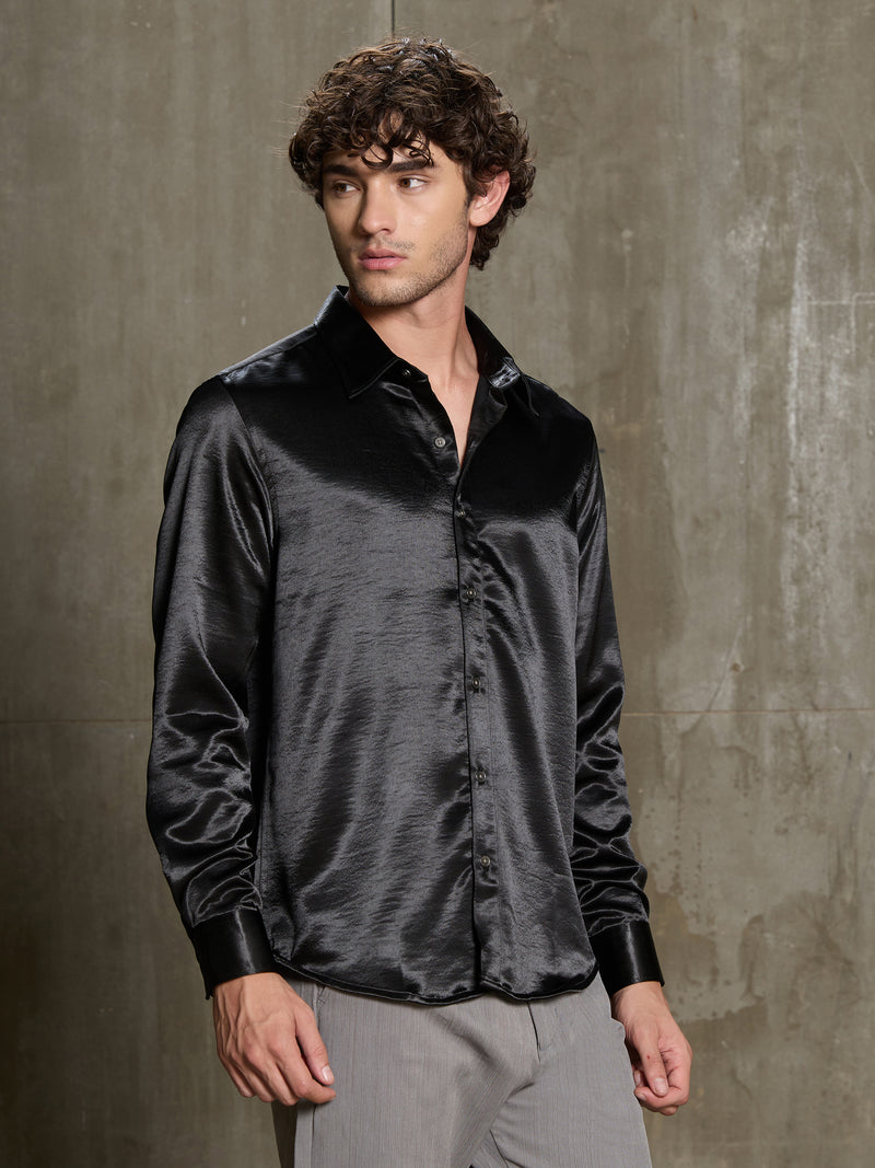 Cahoot Men's Black Satin Shirt - view 3