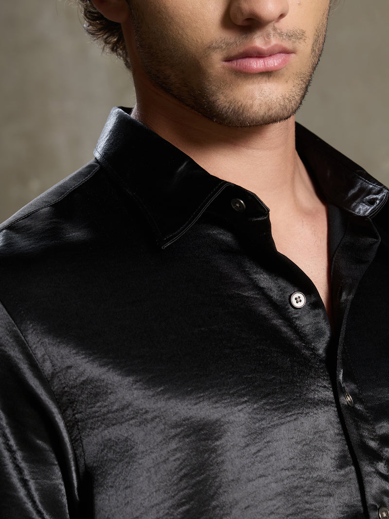 Cahoot Men's Black Satin Shirt - view 7
