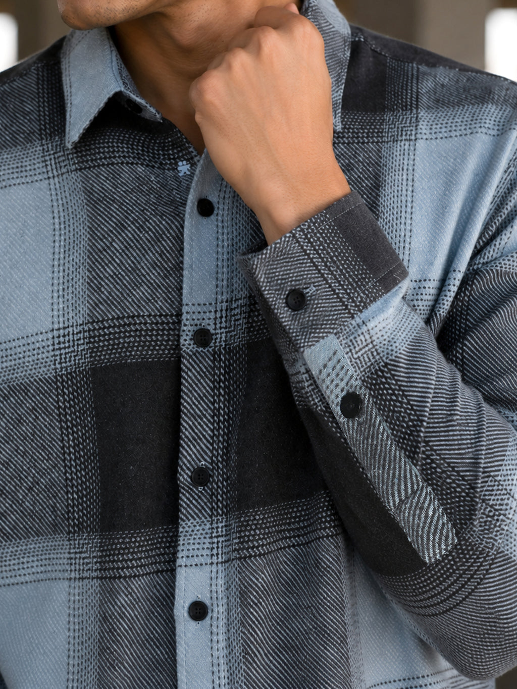 Grey & Black Check Regular Fit Flannel Shirt
