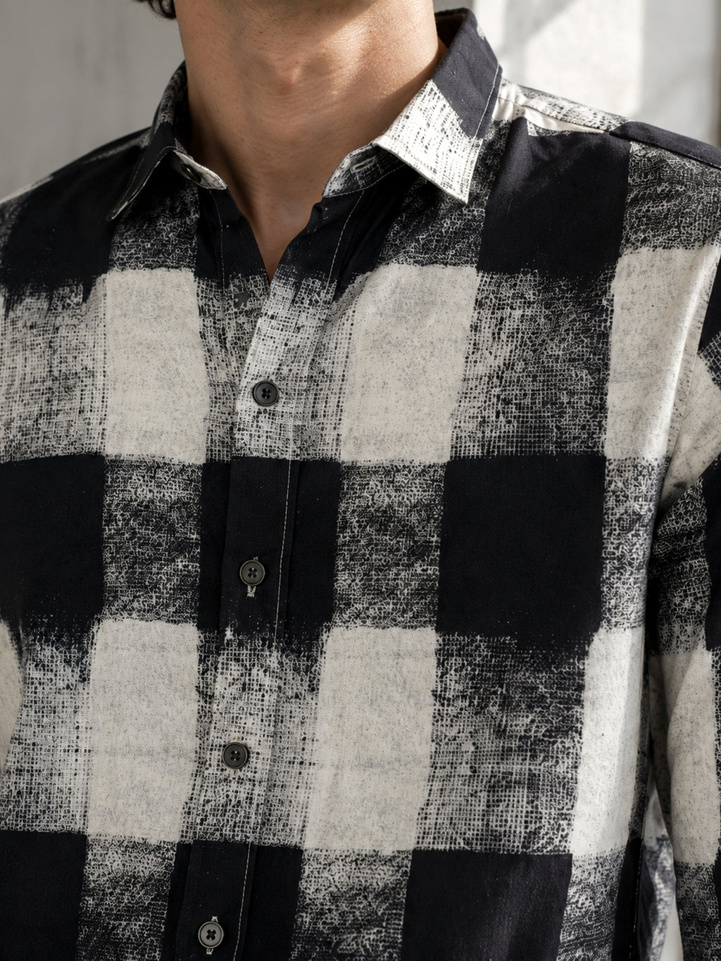 CAHOOT Black & White Checked Rayon Regular Fit Shirt - view 5