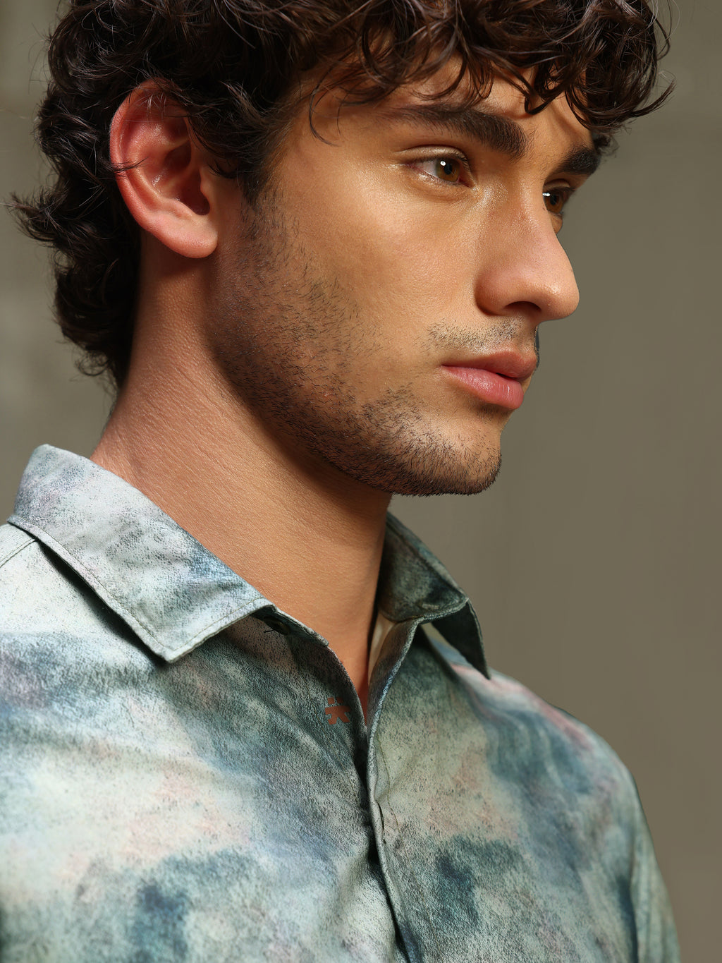 CAHOOT Men's Sage Green Abstract Printed Viscose Regular Fit Shirt - view 9