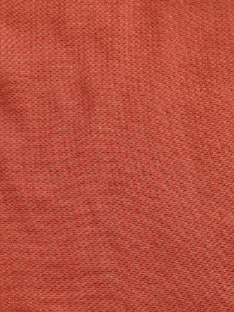 CAHOOT Men's Solid Rust Mandarin Collar Cotton Shirt - view 7