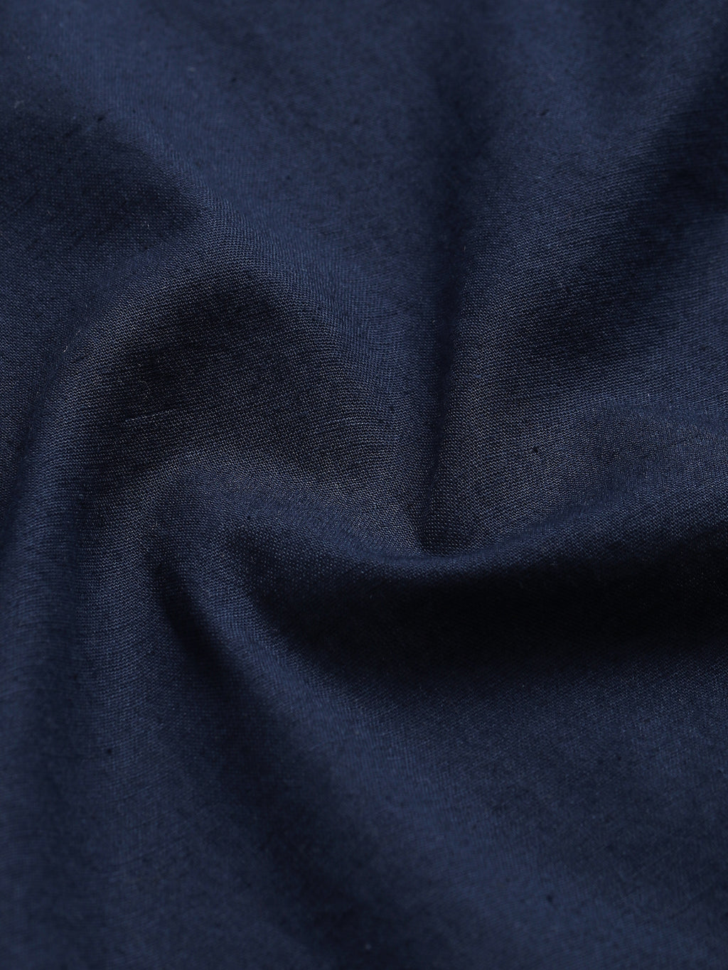 CAHOOT Men's Solid Navy Mandarin Collar Cotton Shirt - view 7