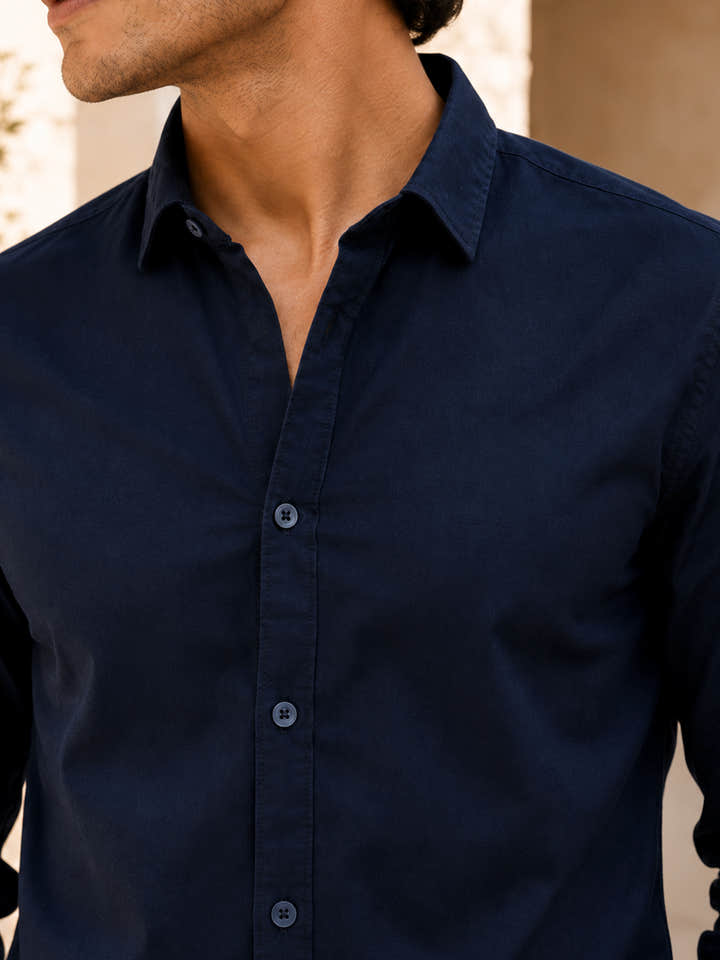 CAHOOT Men's Dark Blue Shirt With Contrast Suede Elbow Patch - view 5
