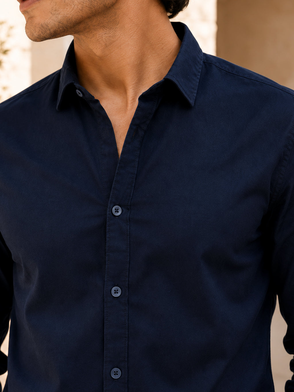 CAHOOT Men's Dark Blue Shirt With Contrast Suede Elbow Patch - view 5
