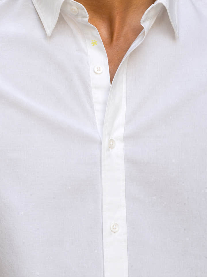 CAHOOT Men's White Shirt With Contrast Suede Elbow Patch - view 6