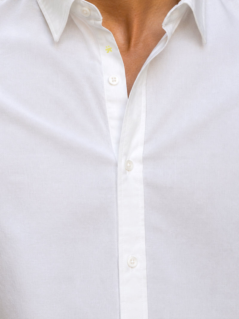 CAHOOT Men's White Shirt With Contrast Suede Elbow Patch - view 6