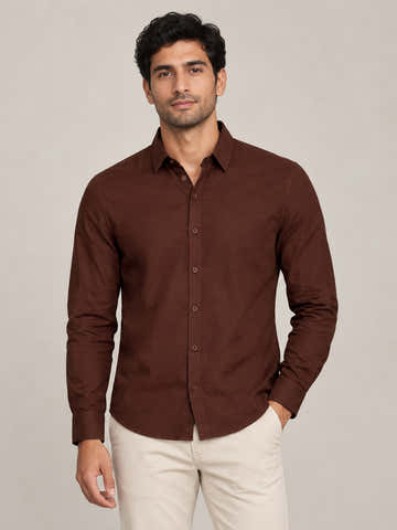 Brown Shirt With Contrast Suede Elbow Patch