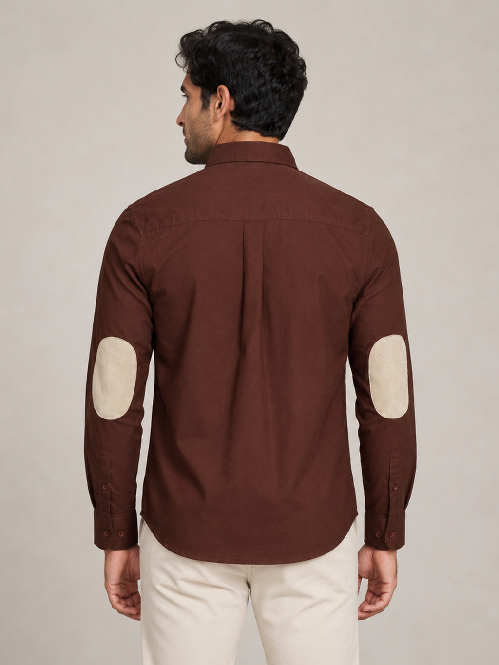 CAHOOT Men's Brown Shirt With Contrast Suede Elbow Patch - view 3