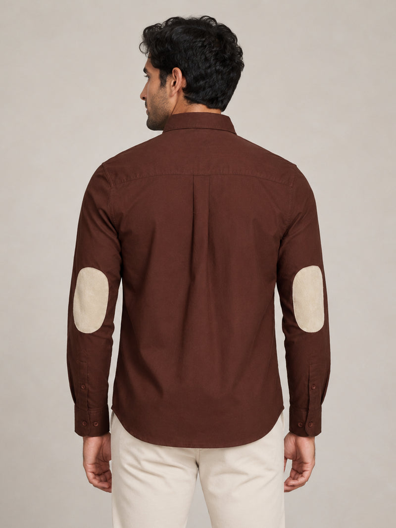 CAHOOT Men's Brown Shirt With Contrast Suede Elbow Patch - view 3