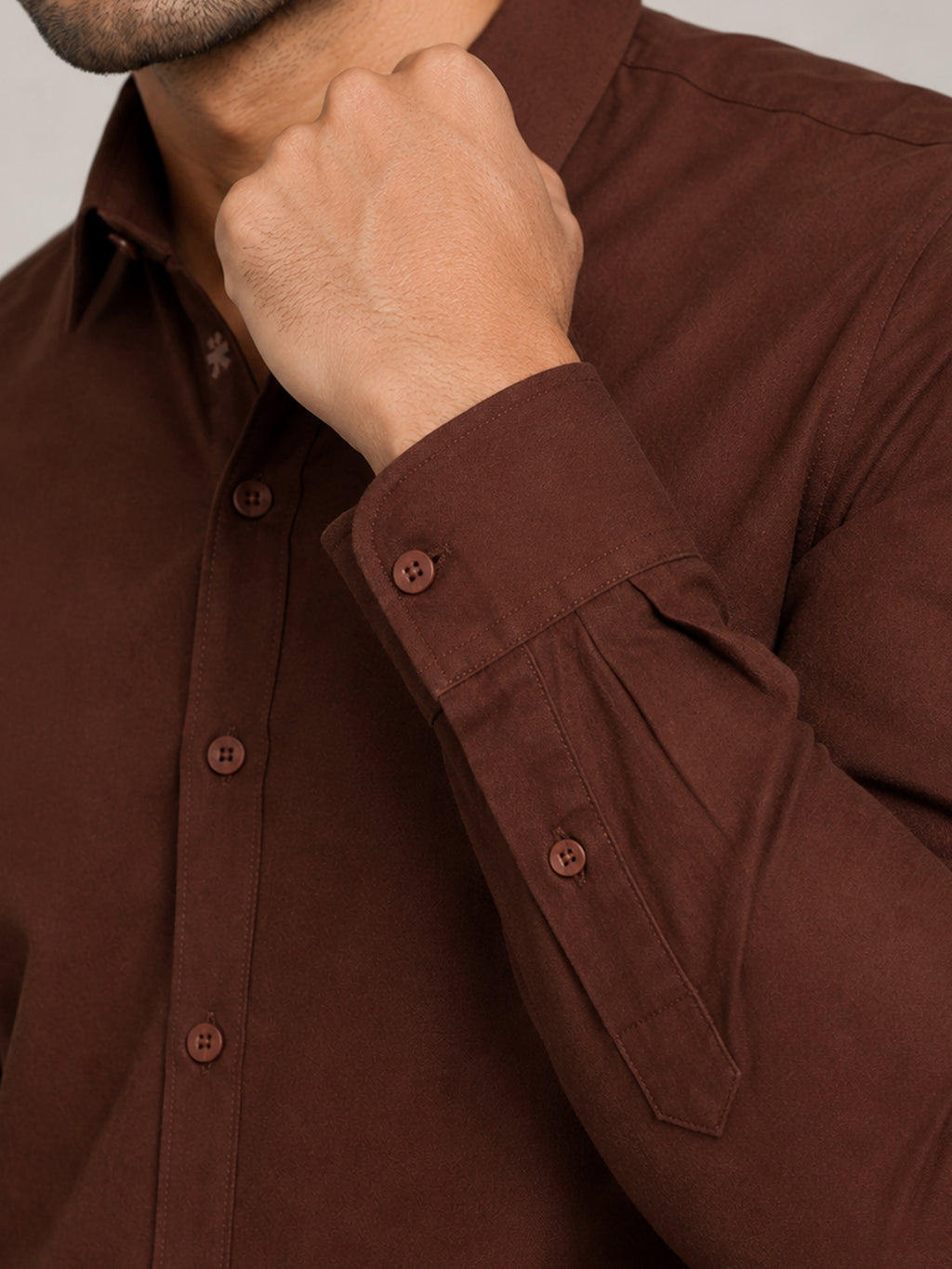 CAHOOT Men's Brown Shirt With Contrast Suede Elbow Patch - view 6