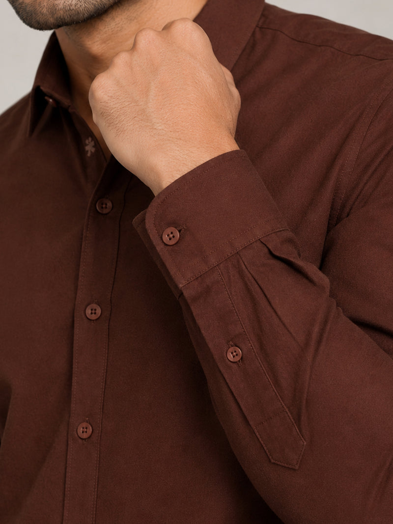 CAHOOT Men's Brown Shirt With Contrast Suede Elbow Patch - view 6