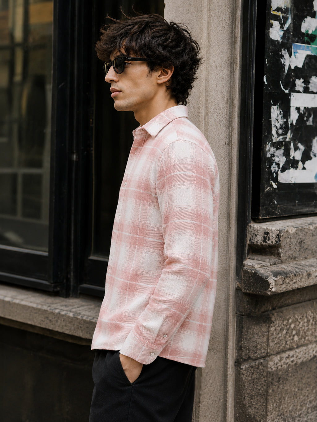 CAHOOT Men's Pink & White Checkered Oversized Fit Shirt - view 3