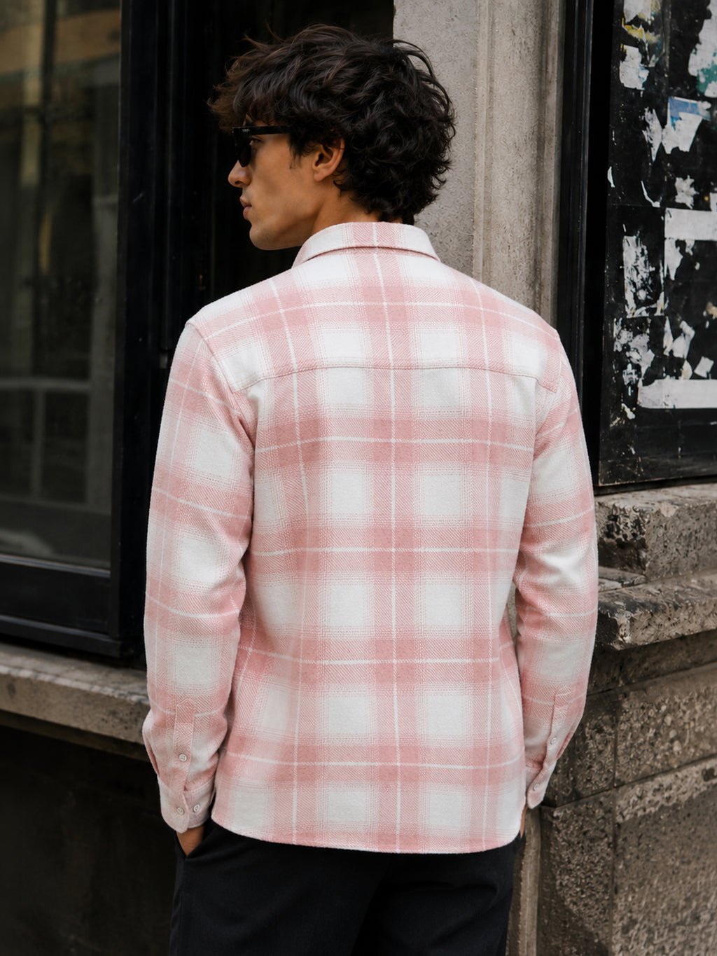 CAHOOT Men's Pink & White Checkered Oversized Fit Shirt - view 4
