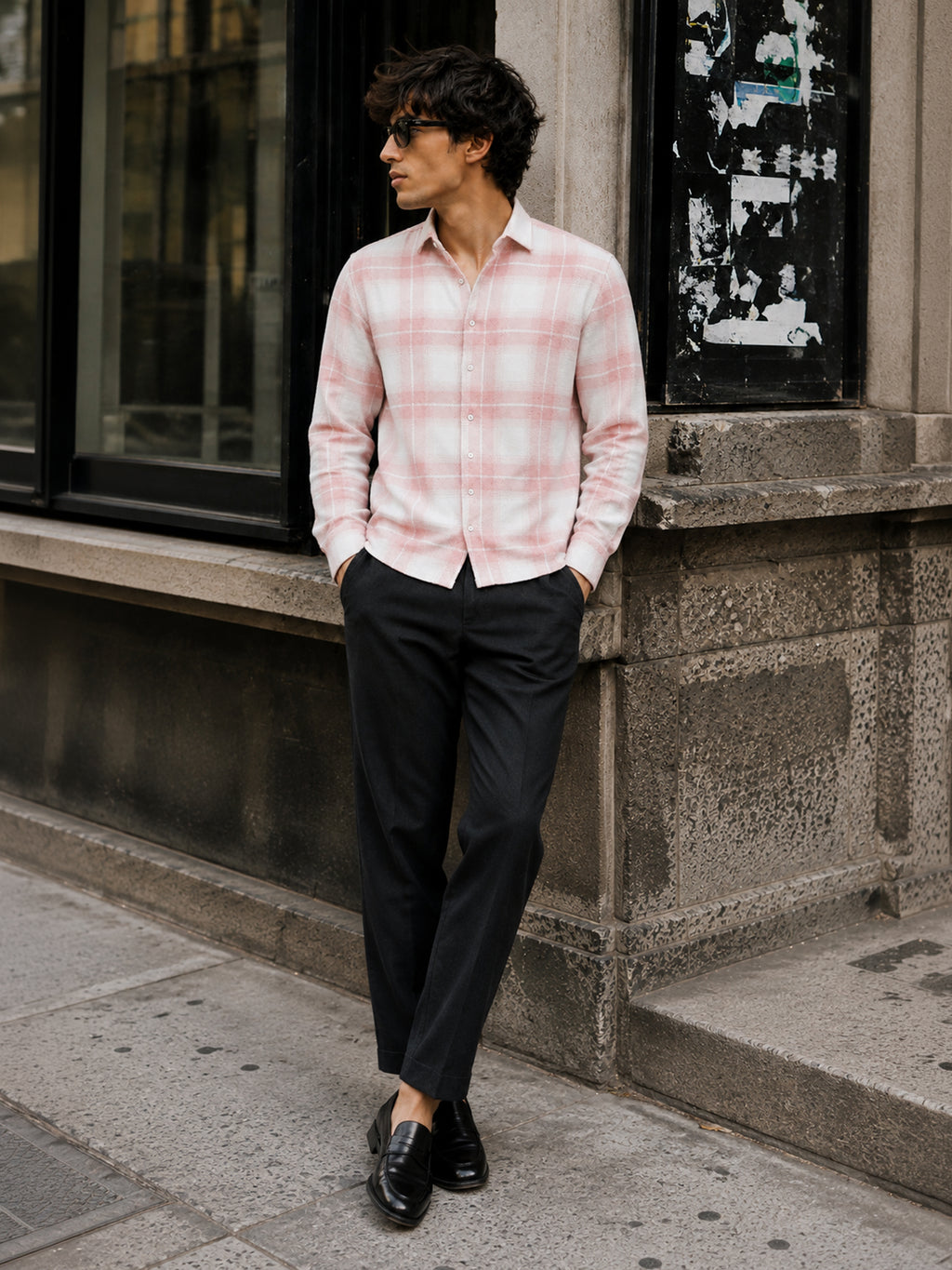 CAHOOT Men's Pink & White Checkered Oversized Fit Shirt - view 5