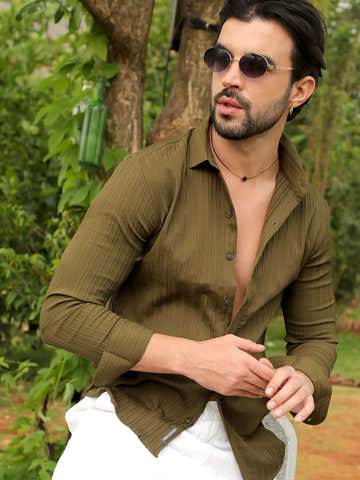 Self-Design Striped Shirt