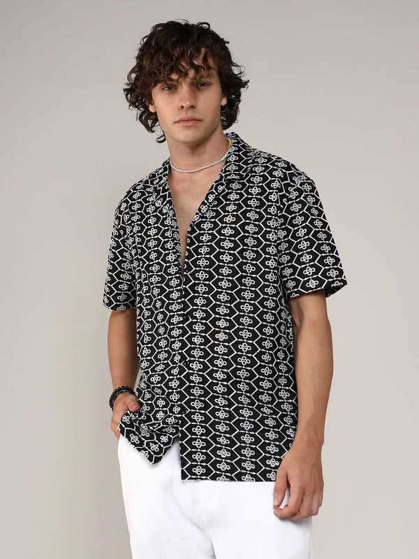 Embroidered Geometric Shirt