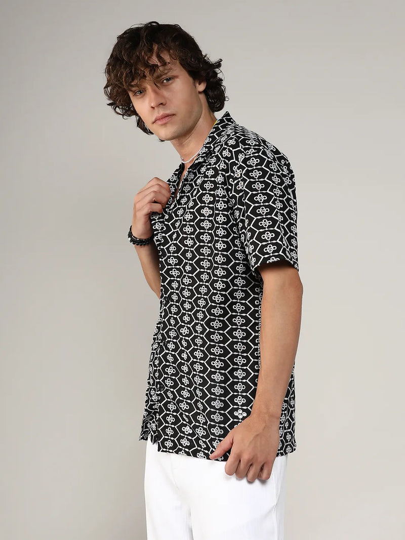 Embroidered Geometric Shirt