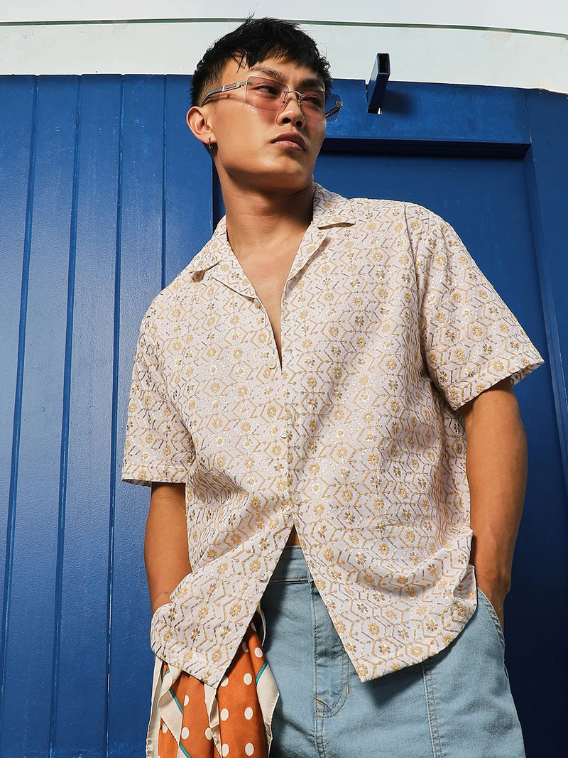 Embroidered Geometric Shirt