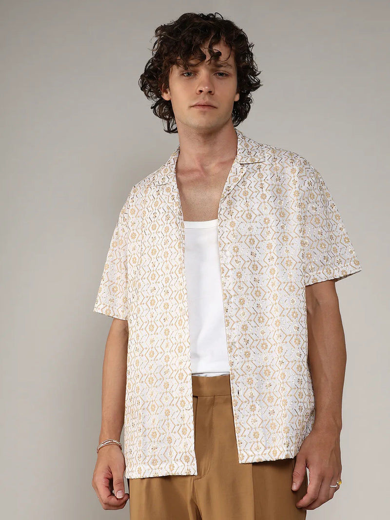 Embroidered Geometric Shirt