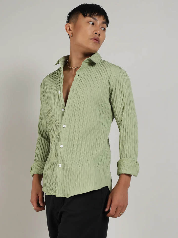 Crinkled-Weave Shirt
