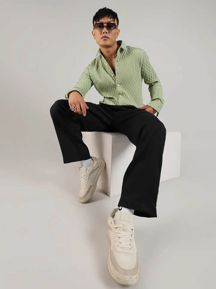Crinkled-Weave Shirt