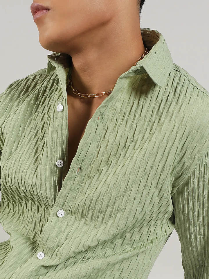 Crinkled-Weave Shirt