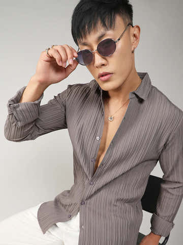Self-Design Striped Shirt
