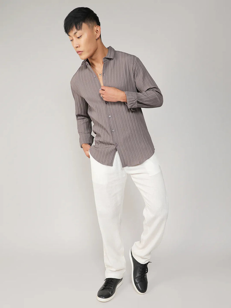 Self-Design Striped Shirt