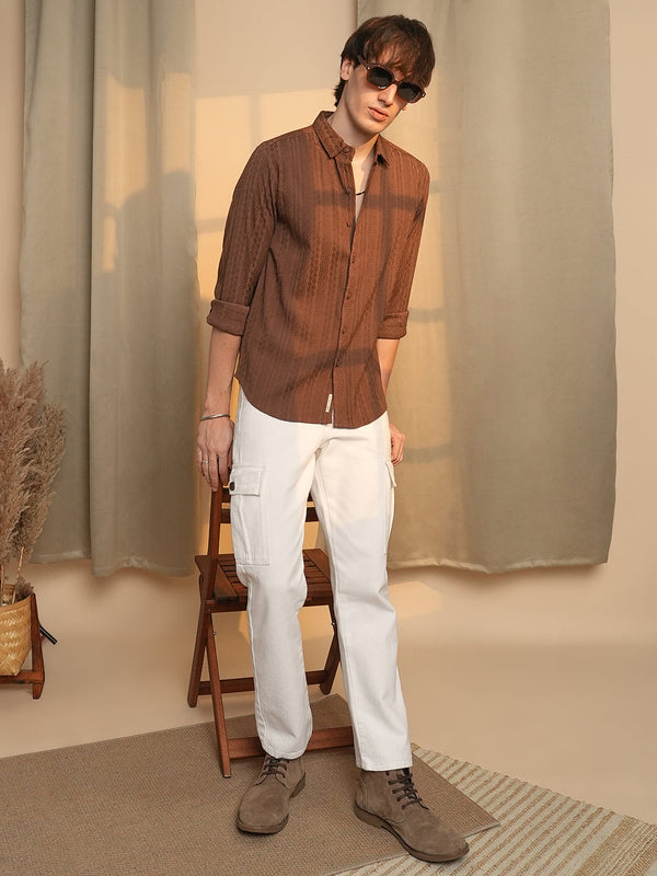 Geometric-Textured Knit Shirt