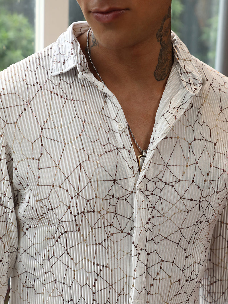 Veined-Pleated Shirt