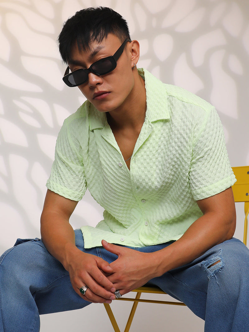Cubic-Textured Resort Shirt