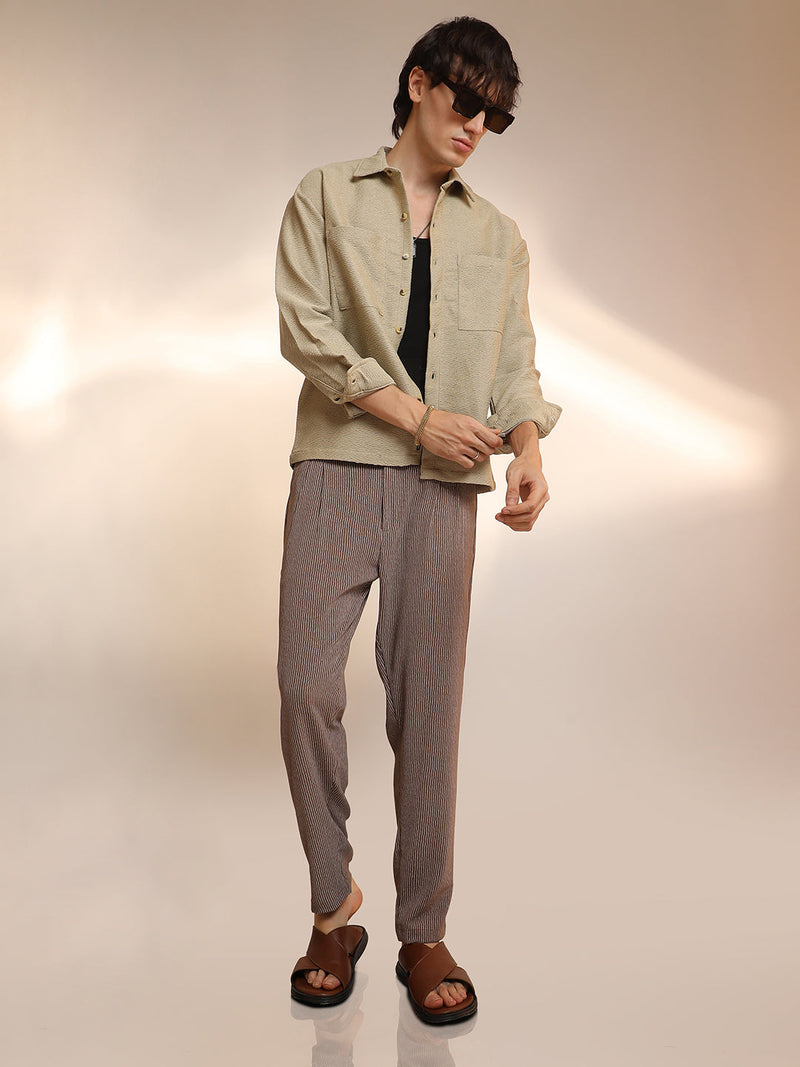 Chevron-Woven Utility Shirt