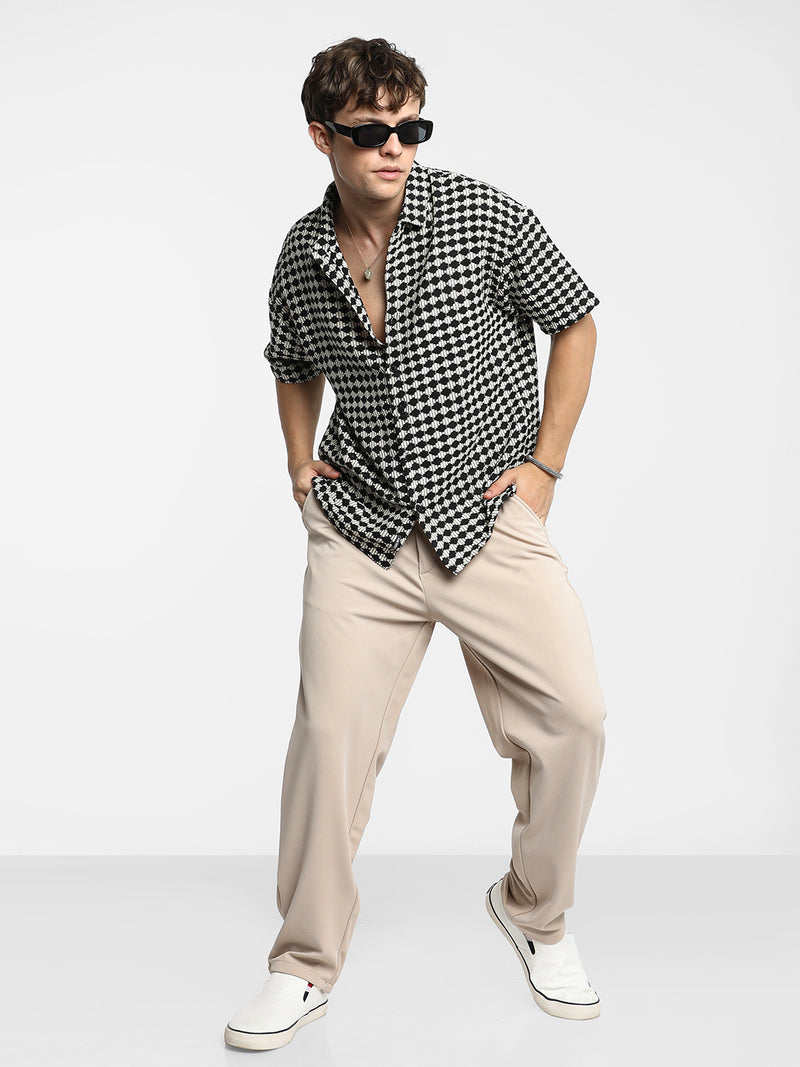 Lozenge-Striped Oversized Shirt