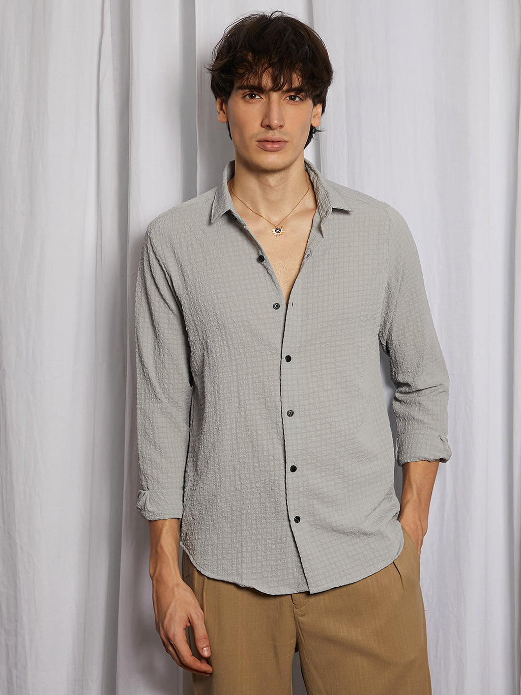 Cubic-Seersucker Shirt