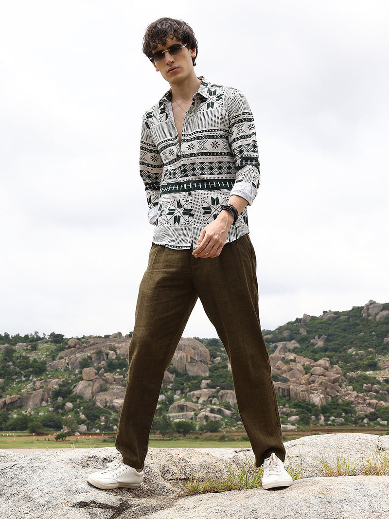 Geometric Seersucker Shirt