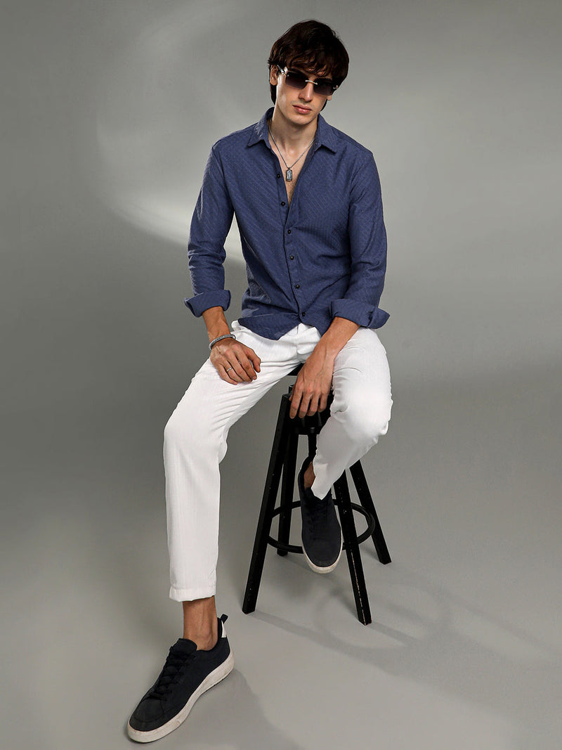 Geometric-Weave Textured Shirt