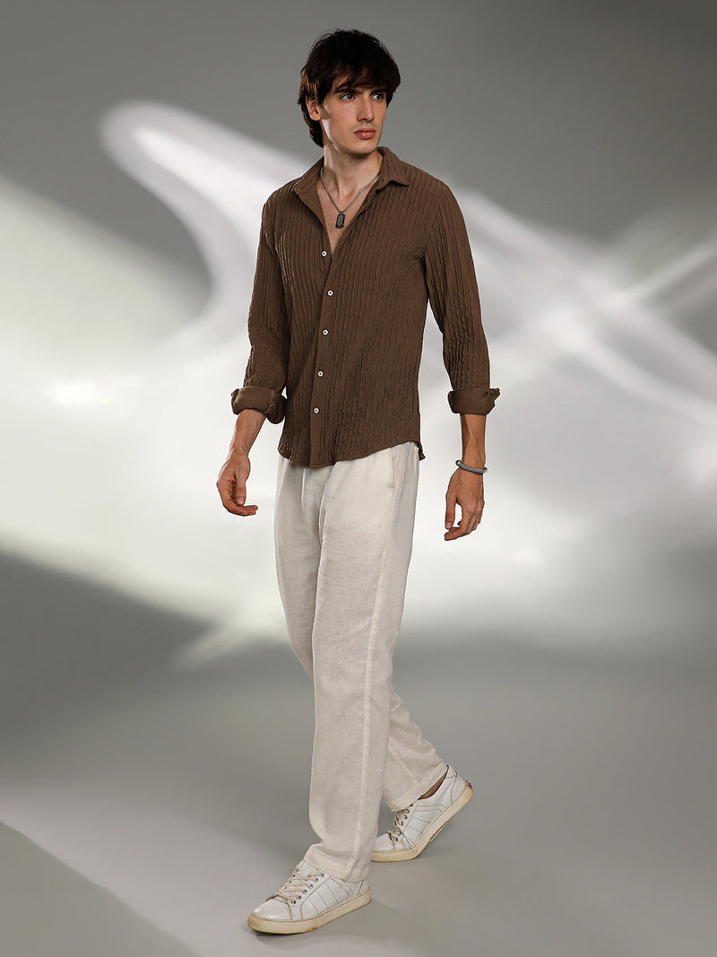Crease-Stripe Textured Shirt