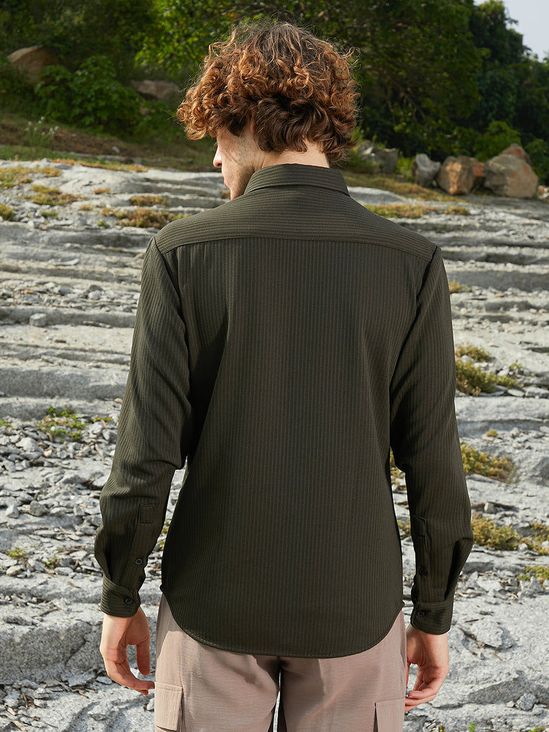 Ribbed-Woven Shirt