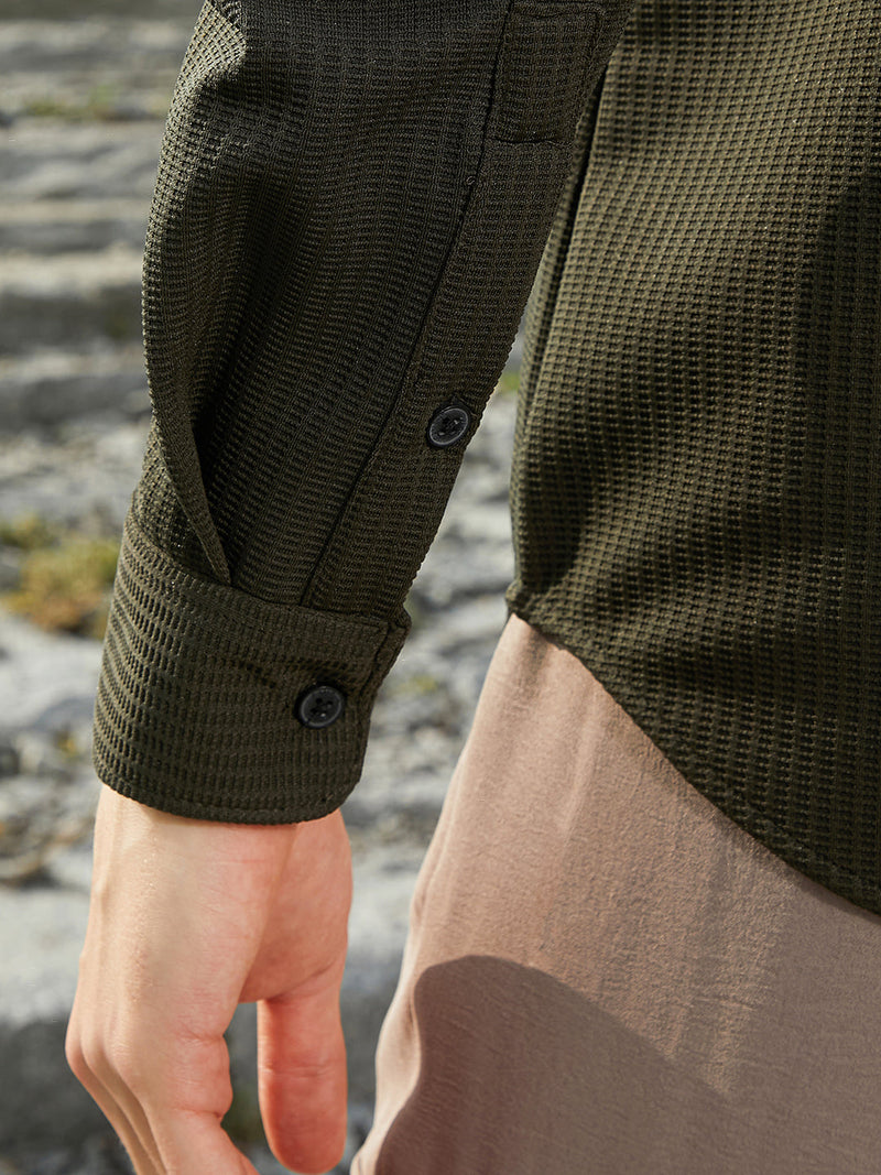 Ribbed-Woven Shirt