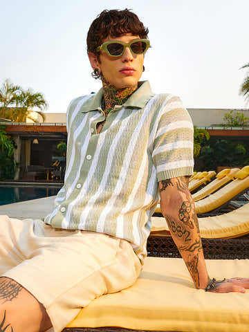 Panel-Knit Polo Shirt