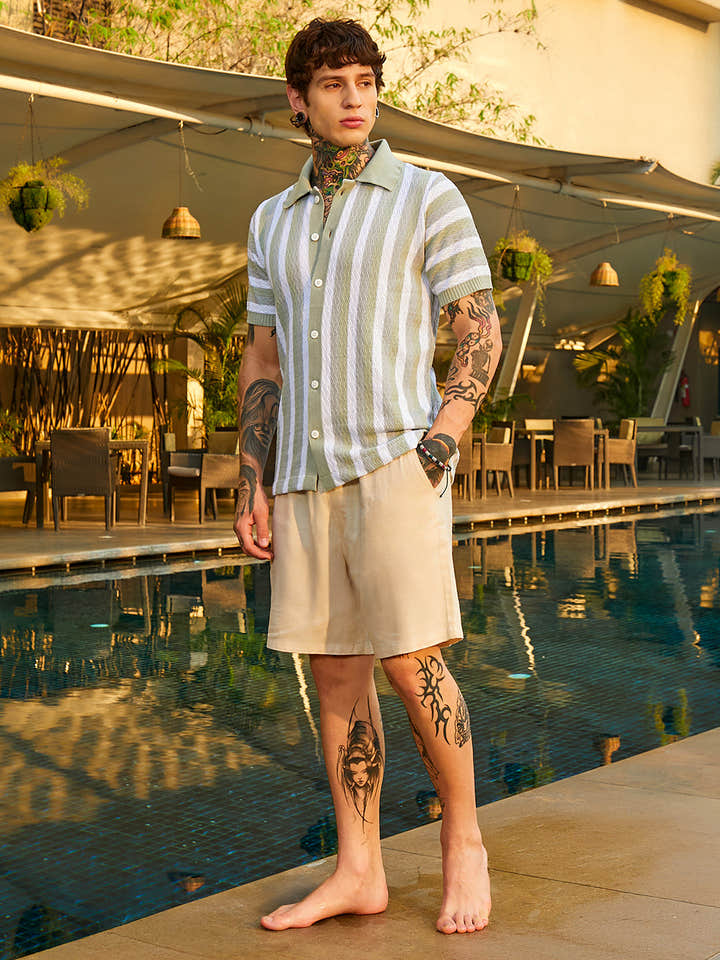 Panel-Knit Polo Shirt