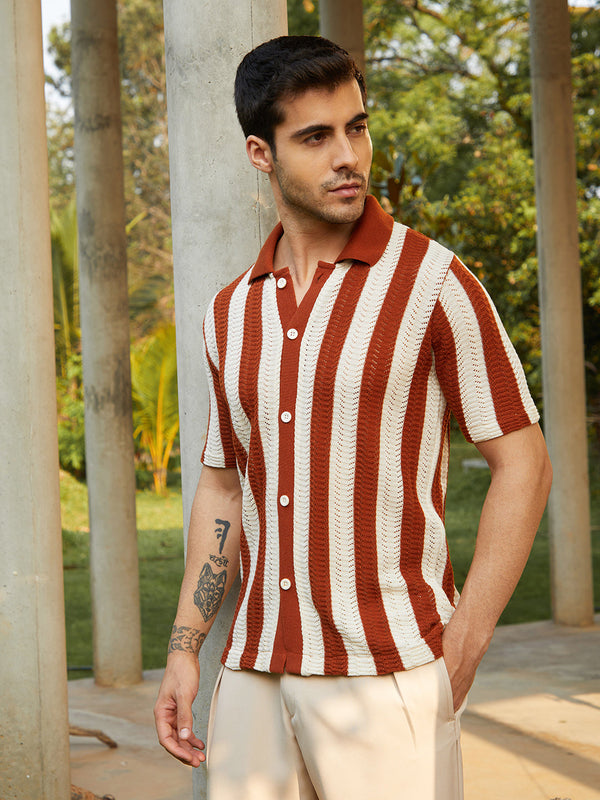 Panel-Knit Polo Shirt