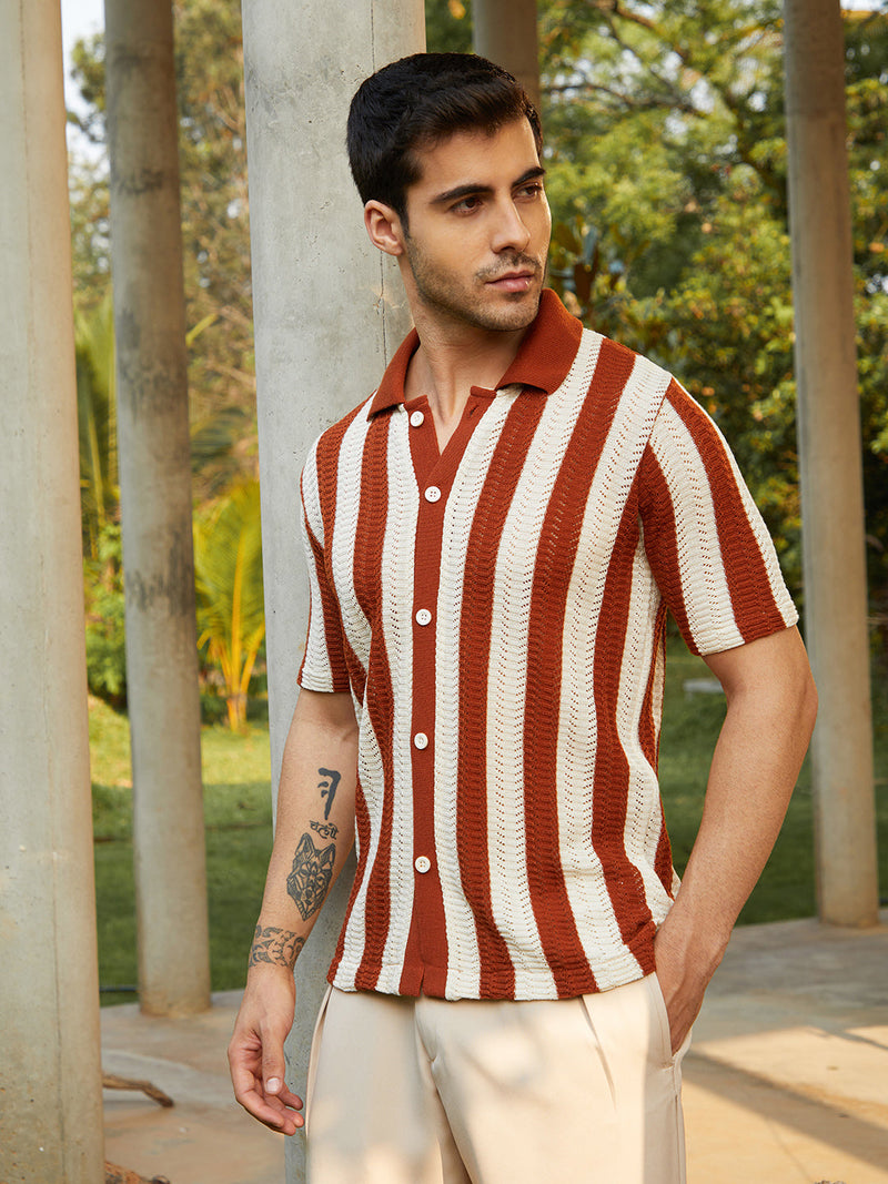 Panel-Knit Polo Shirt