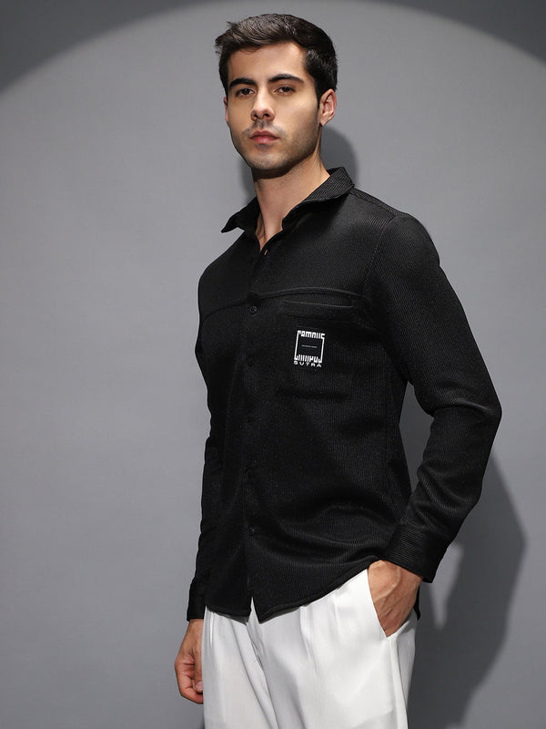 Ribbed-Knit Utility Shirt