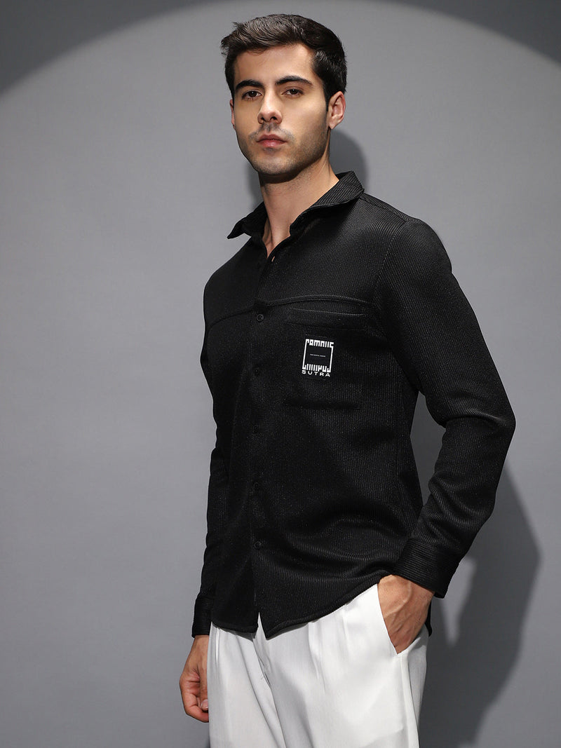 Ribbed-Knit Utility Shirt