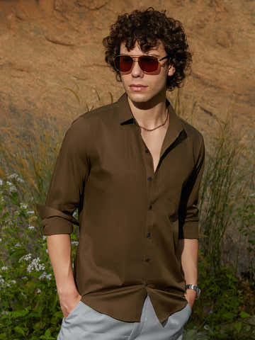 Solid Button-Up Shirt